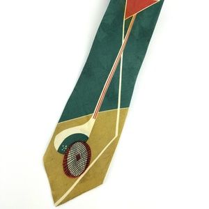 Golf Themed Japanese 100% Silk Graphic Tie in EUC